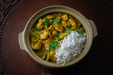 Homemade Mango Coconut Curry Chicken with White Rice