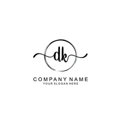 DK Initials handwritten minimalistic logo template vector