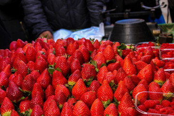 Moroccan street stall with strawberries 