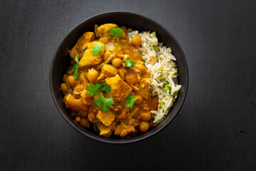 Homemade Mango Coconut Curry Chicken with White Rice