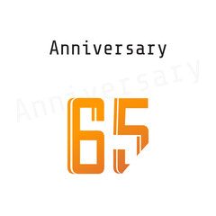 65 Years Anniversary Celebration Yellow Color Vector Template Design Illustration