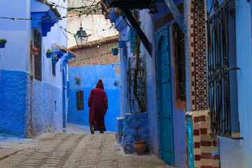 Blue streets of the city of Chaouen in Morocco