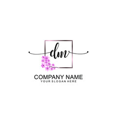 DM Initials handwritten minimalistic logo template vector