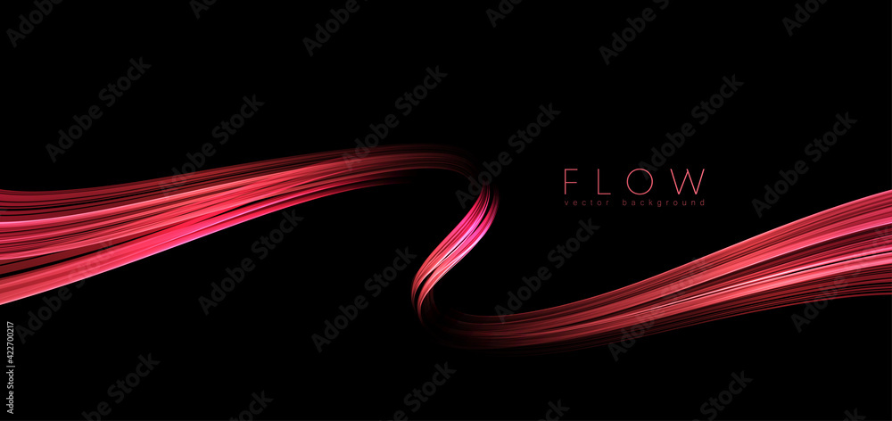 Aufkleber Vector Abstract shiny color red wave design element on dark background. Science design