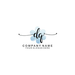 DQ Initials handwritten minimalistic logo template vector