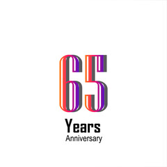 65 Years Anniversary Celebration Rainbow Color Vector Template Design Illustration