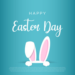 Illustration vector graphic of perfect for happy easter day, rabbit, egg, background, template, Colorful Happy Easter greeting cards with rabbits