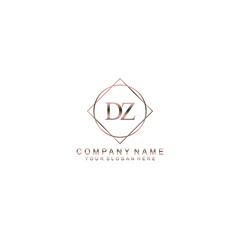 DZ Initials handwritten minimalistic logo template vector