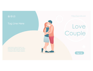 Happy loving couple web page template design