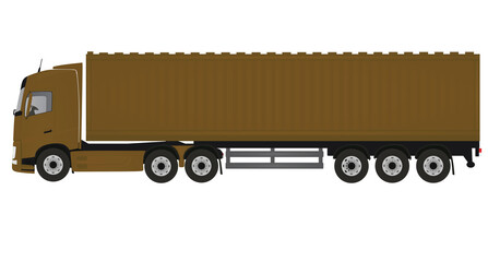 Brown delivery truck. vector illustration