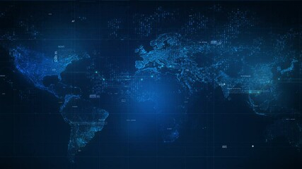 Word map HUD.User Interface HUD, Global connections, HUD technological futuristic intro, SciFi data pannel, Digital infographic elements, 2D Graphic, CG, Broadcast intro, Background - Powered by Adobe