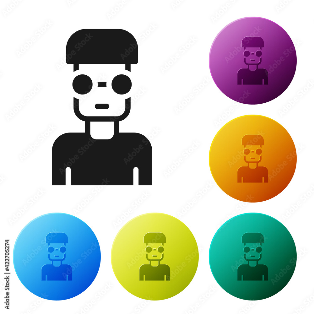 Poster black nerd geek icon isolated on white background. set icons in color circle buttons. vector
