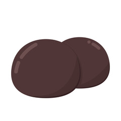 Dark Mochi vector. Mochi on white background. Chocolate Mochi vector.