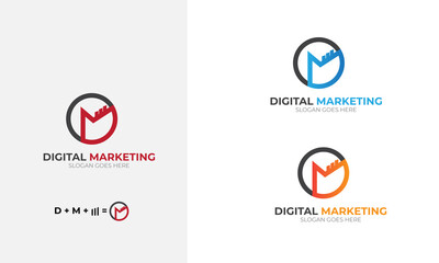 Marketing Business Logo Design Template, Creative logo with watermark D and M 