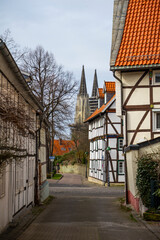 View of the cathedral in the city of Soest in the westphalia region -portrait format