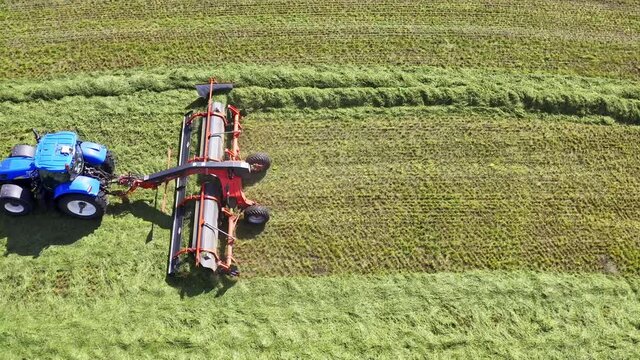 the belt swather places the swaths. belt merger. track in field
