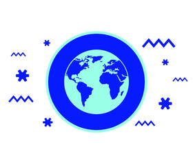 Planet earth globe flat design icon for web and mobile, banner.