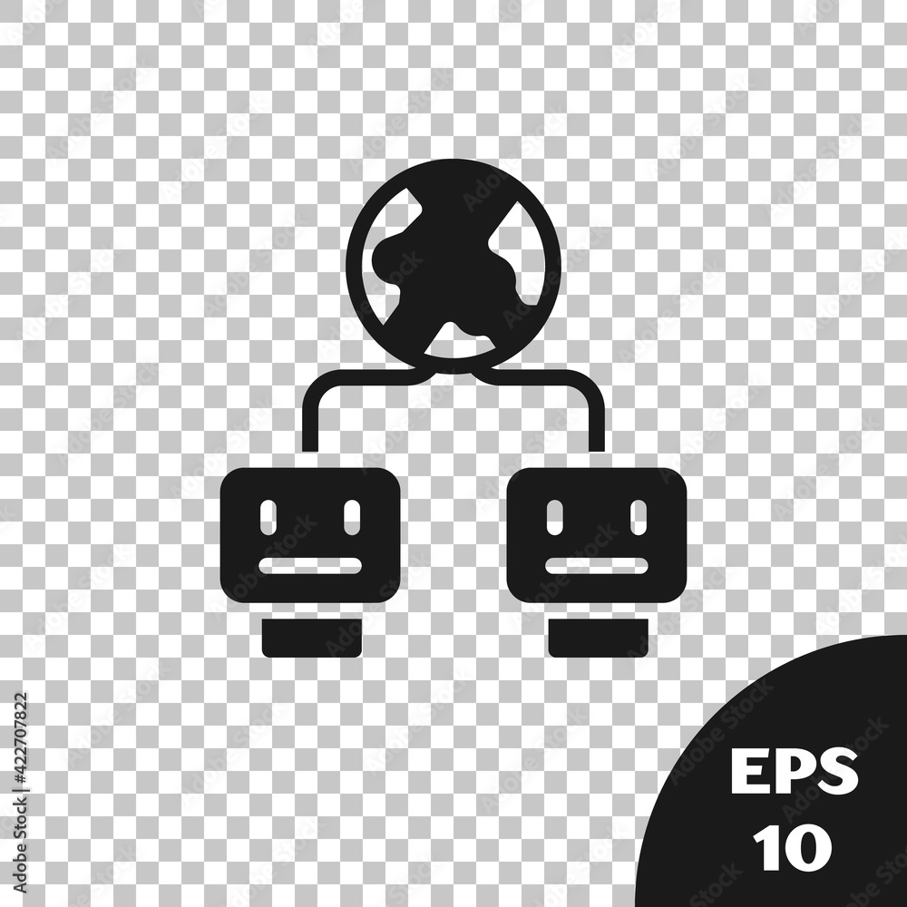 Poster black artificial intelligence icon isolated on transparent background. machine learning, cloud compu