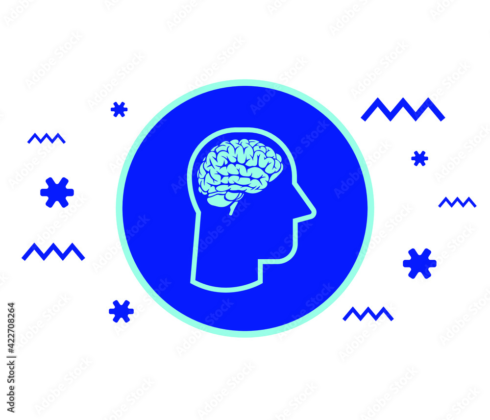 Poster human brain in head. vector icon with editable strokes isolated on white background