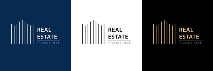 Real estate logo branding design business. real estate logo modern templates design vector illustration