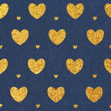 Indigo blue denim fabric background with romantic pattern 