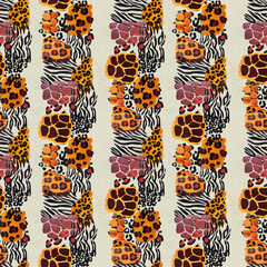 Animal mix print seamless pattern. Abstract background