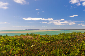 Fototapeta na wymiar View of the beach at Sawyer Bay in Tasmania