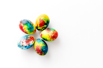 Easter eggs, hand-painted with acrylic paints, art.