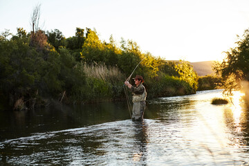 Fishing in a river in patagonia.