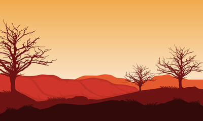 Cold afternoon sky with stunning natural scenery. Vector illustration
