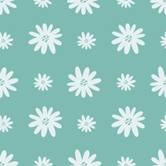 Fototapeta na wymiar Floral seamless pattern with cute chamomile. Summer background. Vector illustration.