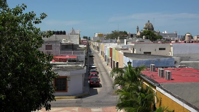 Historic center of San Francisco de Campeche from the city wall. Mexico.