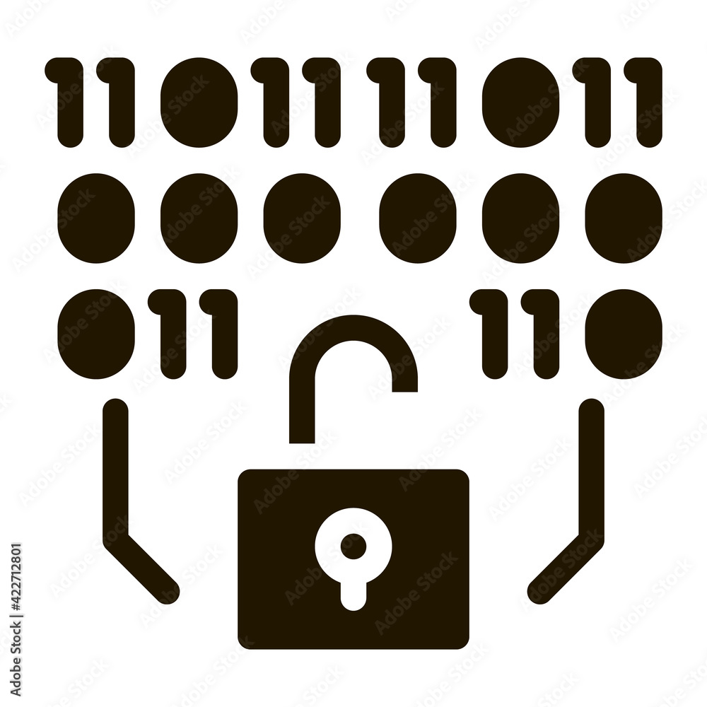 Poster binary security code icon vector glyph illustration