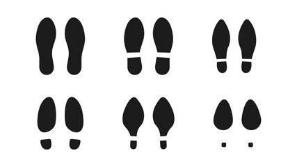 A set of footprints. Silhouettes of footprints: boots and shoes. Vector illustration