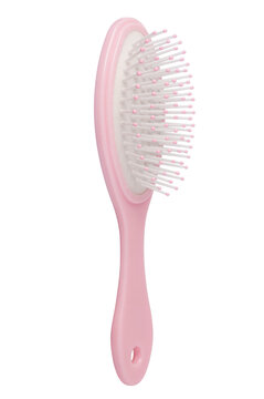 Pink  Hair Brush On White Background