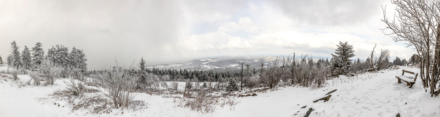 scenic snow landscape at the mountain in Hesse, Feldberg