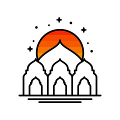 Design Vector is created the style of line art which forms mosque