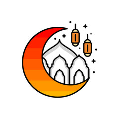 Design Vector is created the style of line art which forms mosque