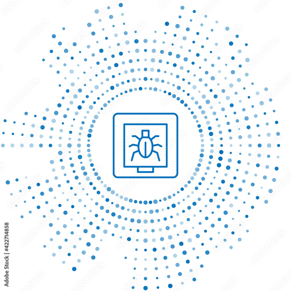 Aufkleber blue line insects in a frame icon isolated on white background. herbarium. abstract circle random do
