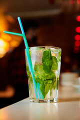 Freshness mojito Cocktail with Mint, Ice and Lime.