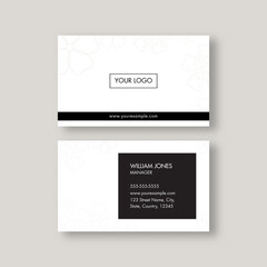 Fototapeta na wymiar White And Black Color Business Card Template For Advertising.
