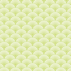Japanese seamless circles pattern background. Japanese simple rounded background pattern for textile, paper, wrapping, ceramic, web and etc. Simple onion slice ornament design. white and green colors.