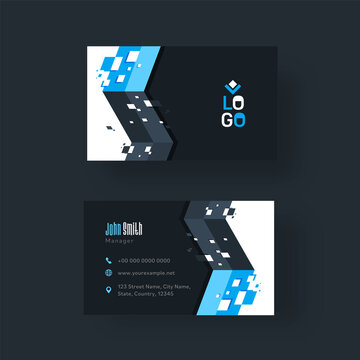 Abstract Business Card Or Horizontal Template In Front And Back Side.