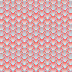 Japanese seamless circles pattern background. Japanese simple rounded background pattern for textile, paper, wrapping, ceramic, web and etc. Red, pink and blue simple asian background spring design.