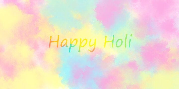Happy Holi stylish designer text in transparent white film on colorful smoke background