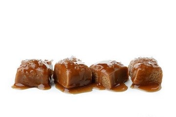 Delicious salted caramel isolated on white background