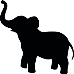 Black silhouette of an elephant. Vector graphics.