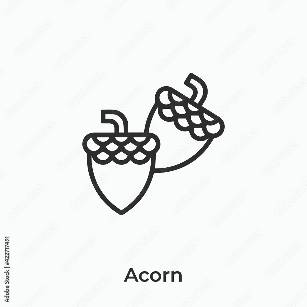 Poster acorn icon vector. linear style sign for mobile concept and web design. acorn symbol illustration. p