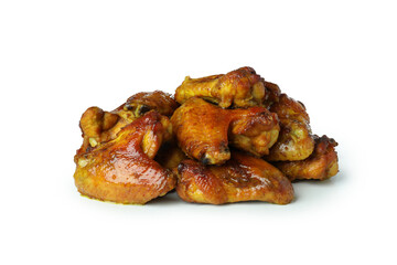 Baked chicken wings isolated on white background