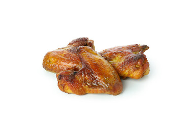 Baked chicken wings isolated on white background